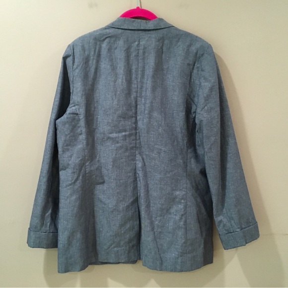 J. Crew Women 10 Unstructured Blazer In Cotton-Linen Chambray Blue Work #H6199 - Picture 3 of 8